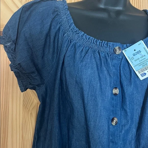 Blue Button-Front Dress - Picture 2 of 5